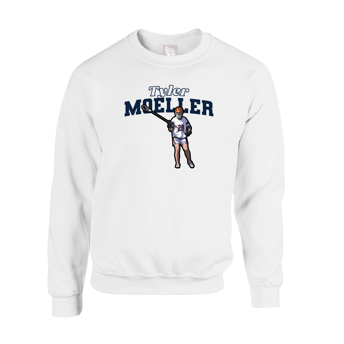 Fleece Crew — Name Arch in White