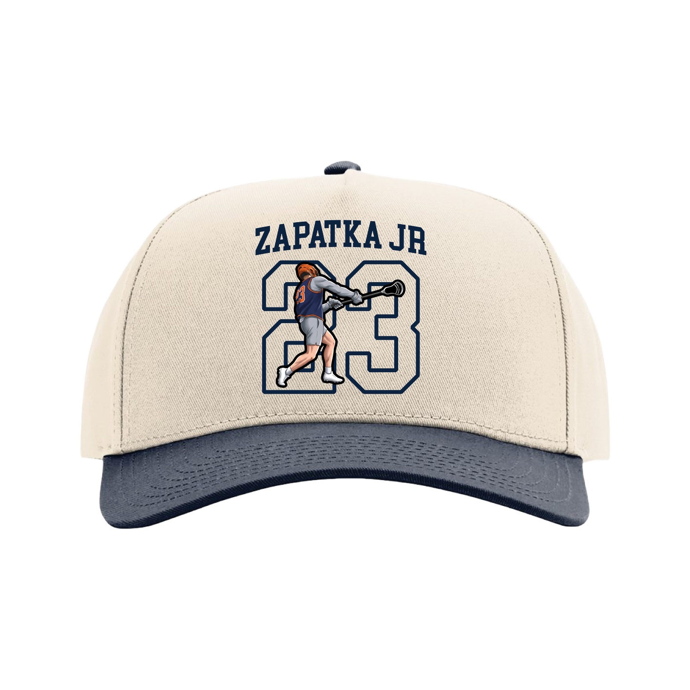 Full Fabric Five-Panel Champ Cap — Shirsey in Cream/Navy