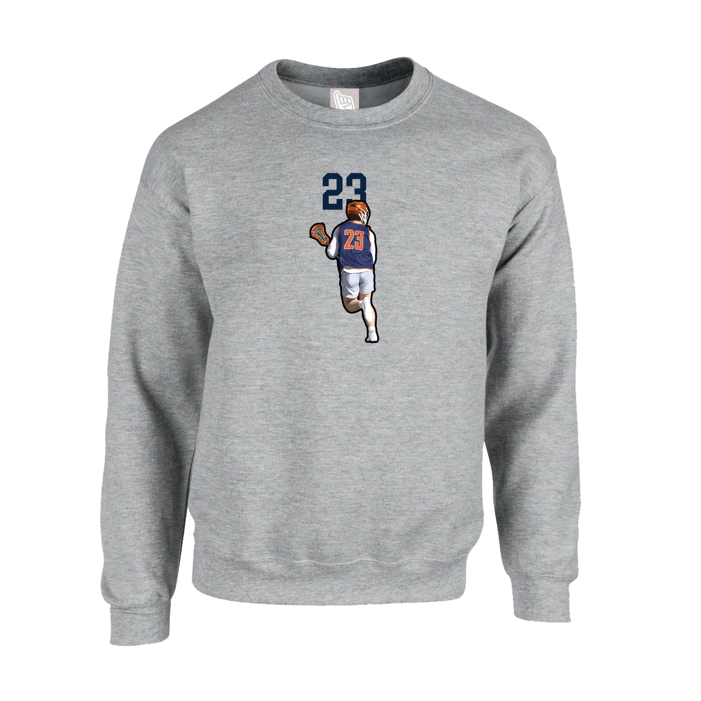 Fleece Crew — Number Top in Grey
