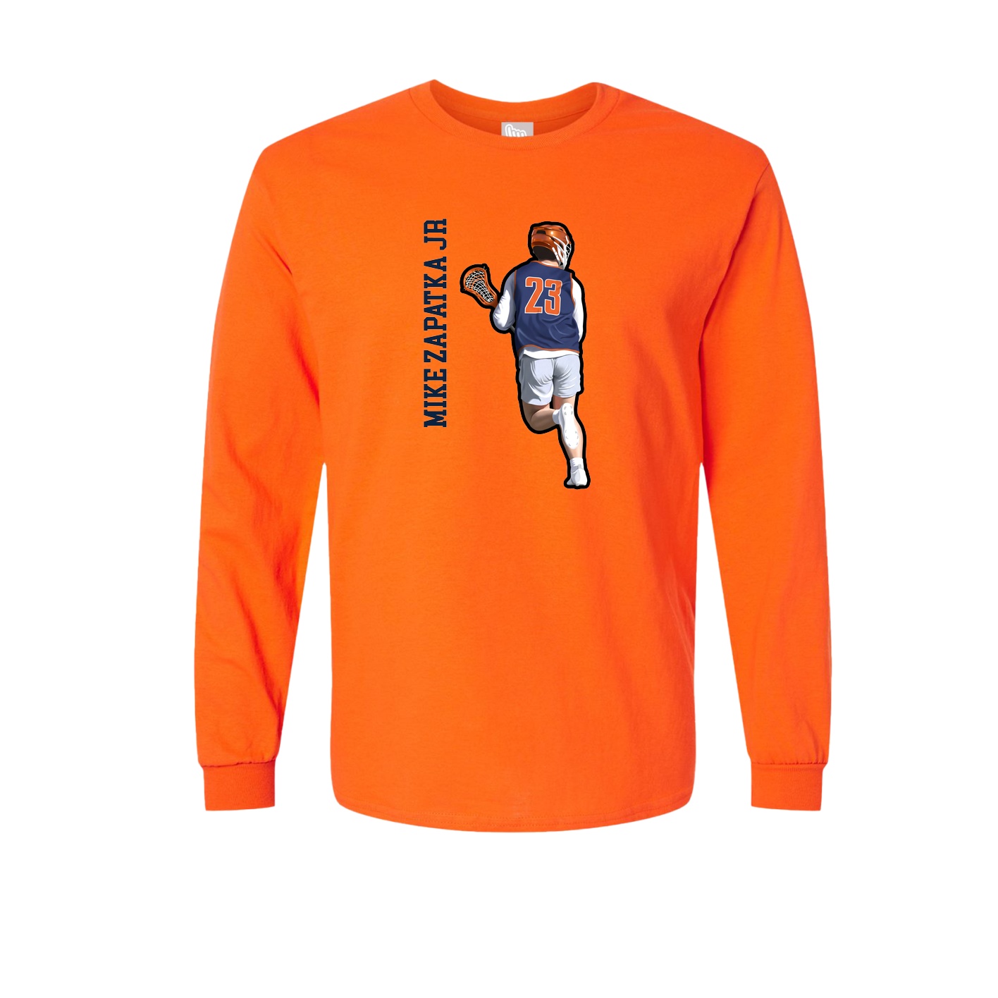 Long Sleeve Tee — Name Vertical in Orange