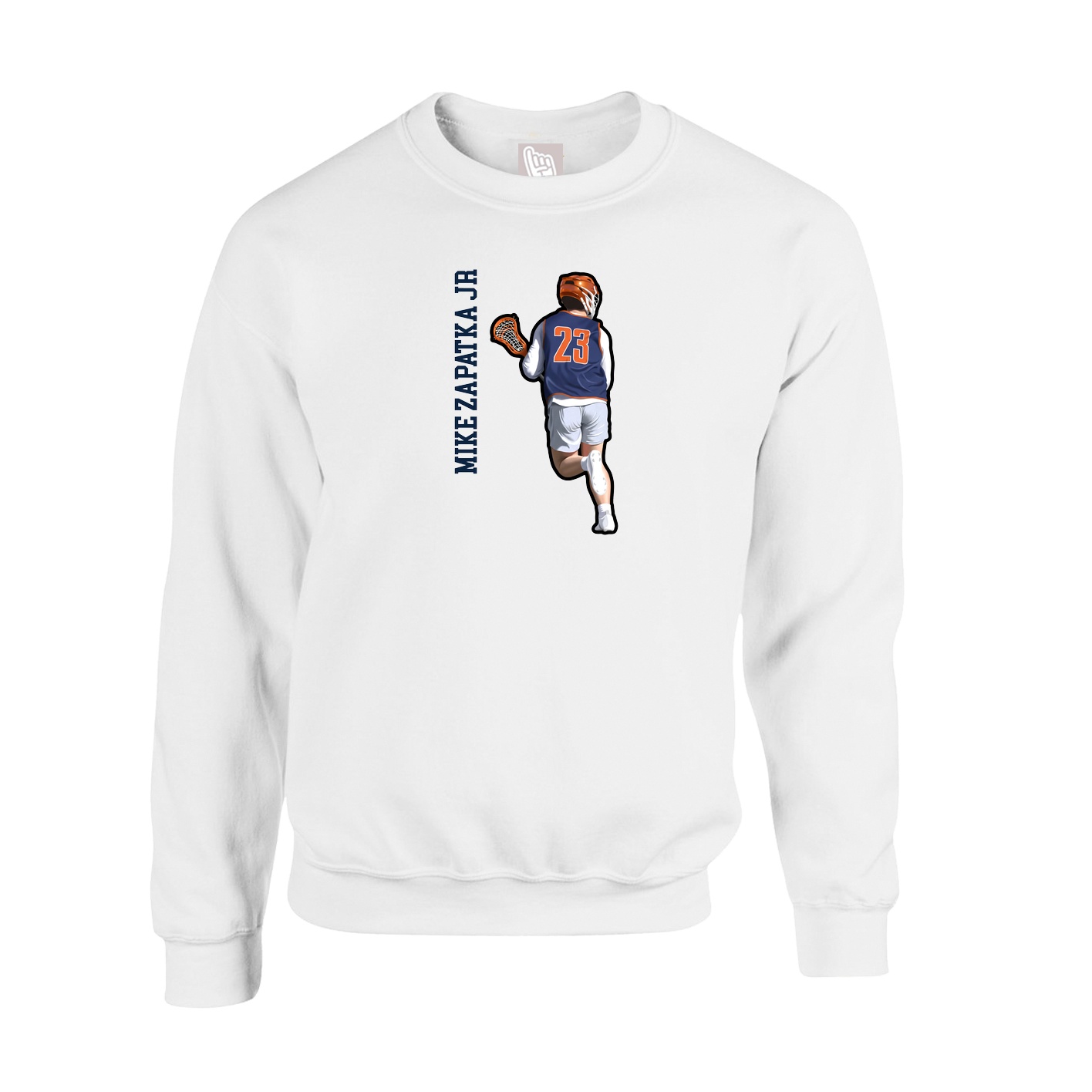 Fleece Crew — Name Vertical in White