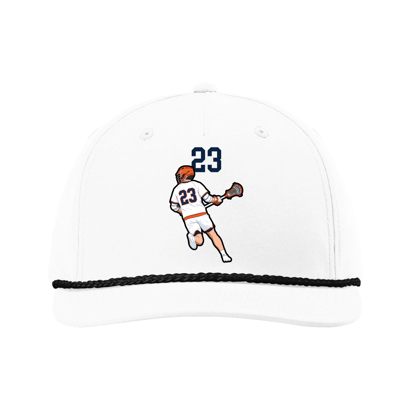 Five-Panel Classic Rope Cap — Number Top in White