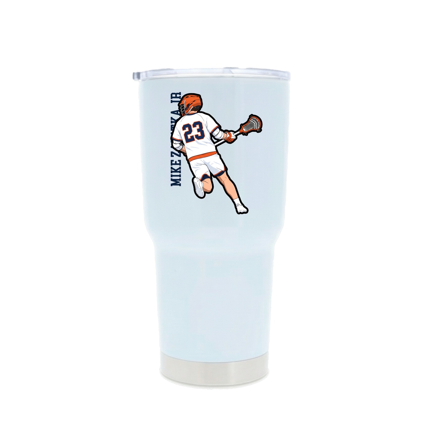 30oz Stainless Steel Tumbler — Name Vertical in White