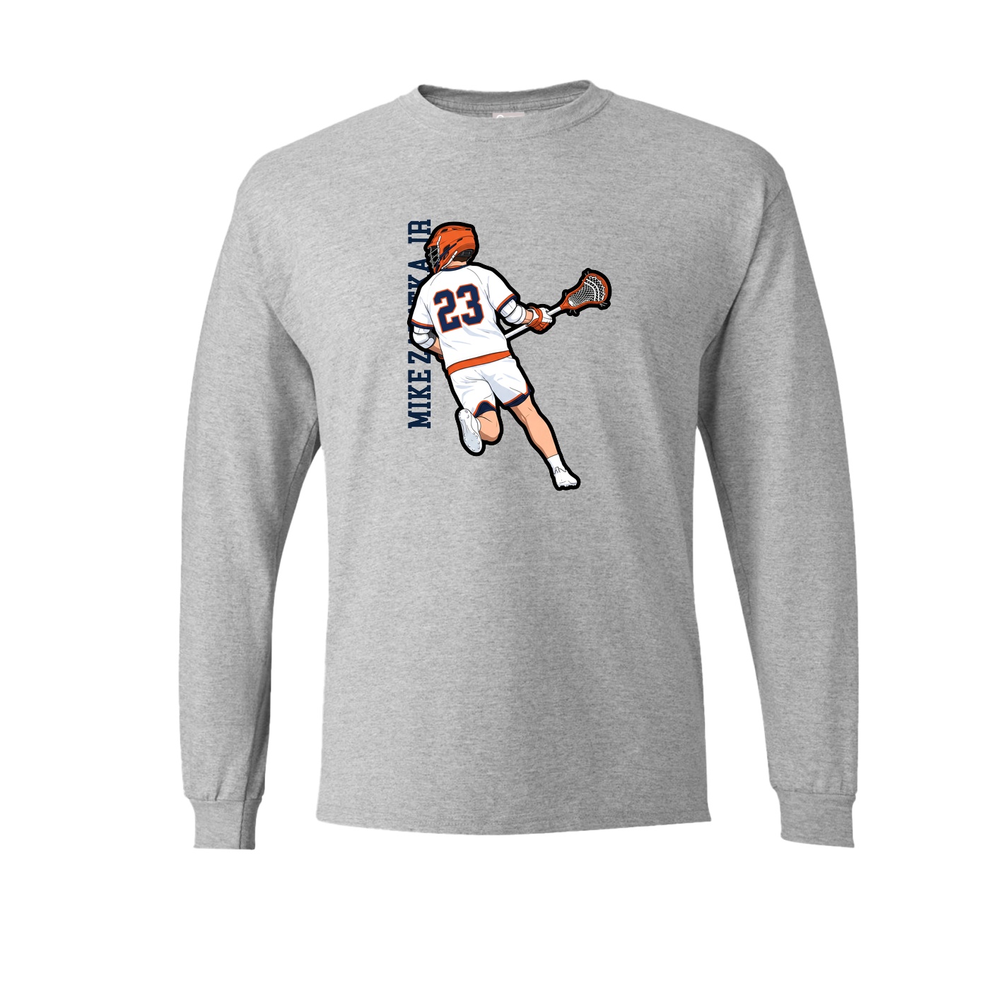 Long Sleeve Tee — Name Vertical in Grey