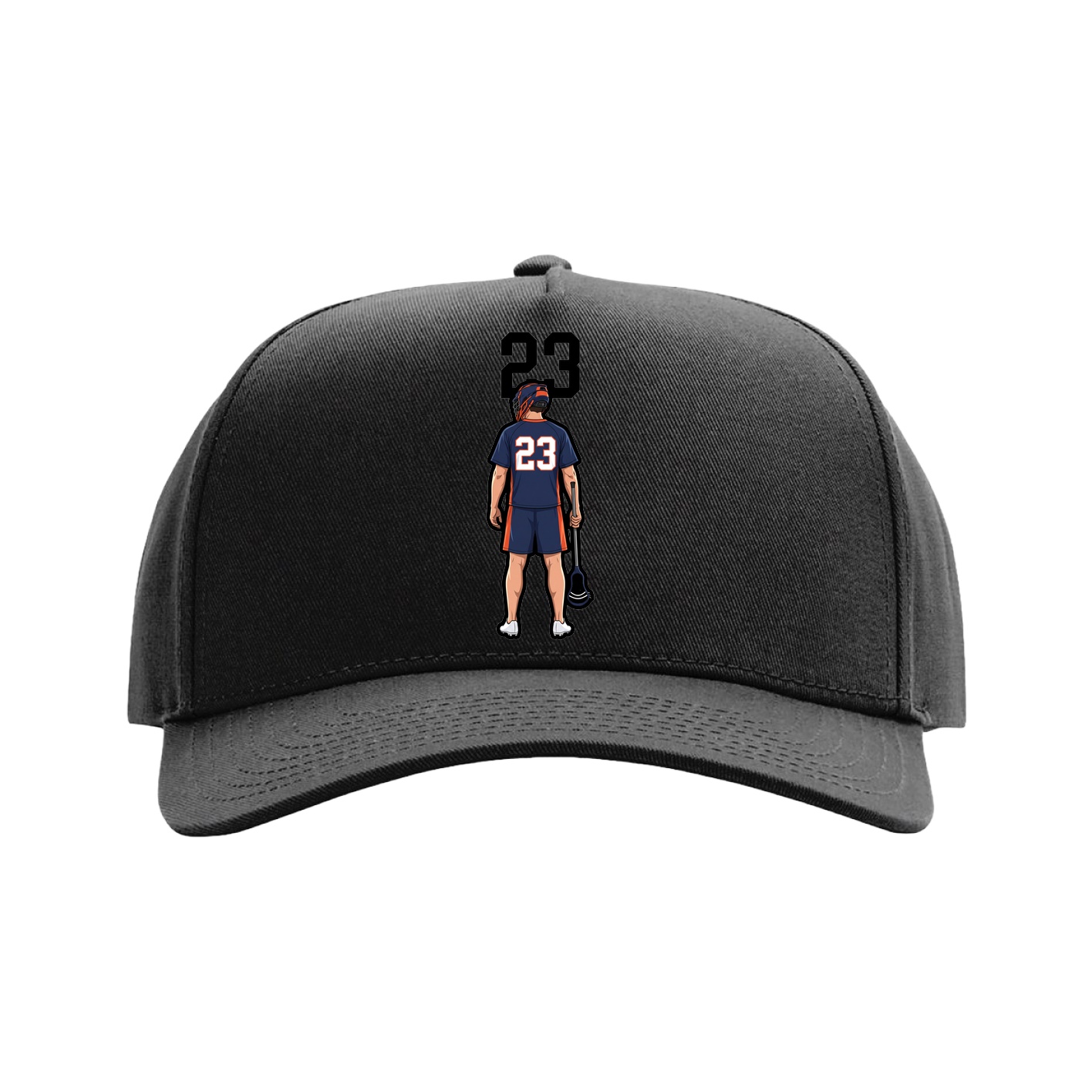 Full Fabric Five-Panel Champ Cap — Number Top in Black