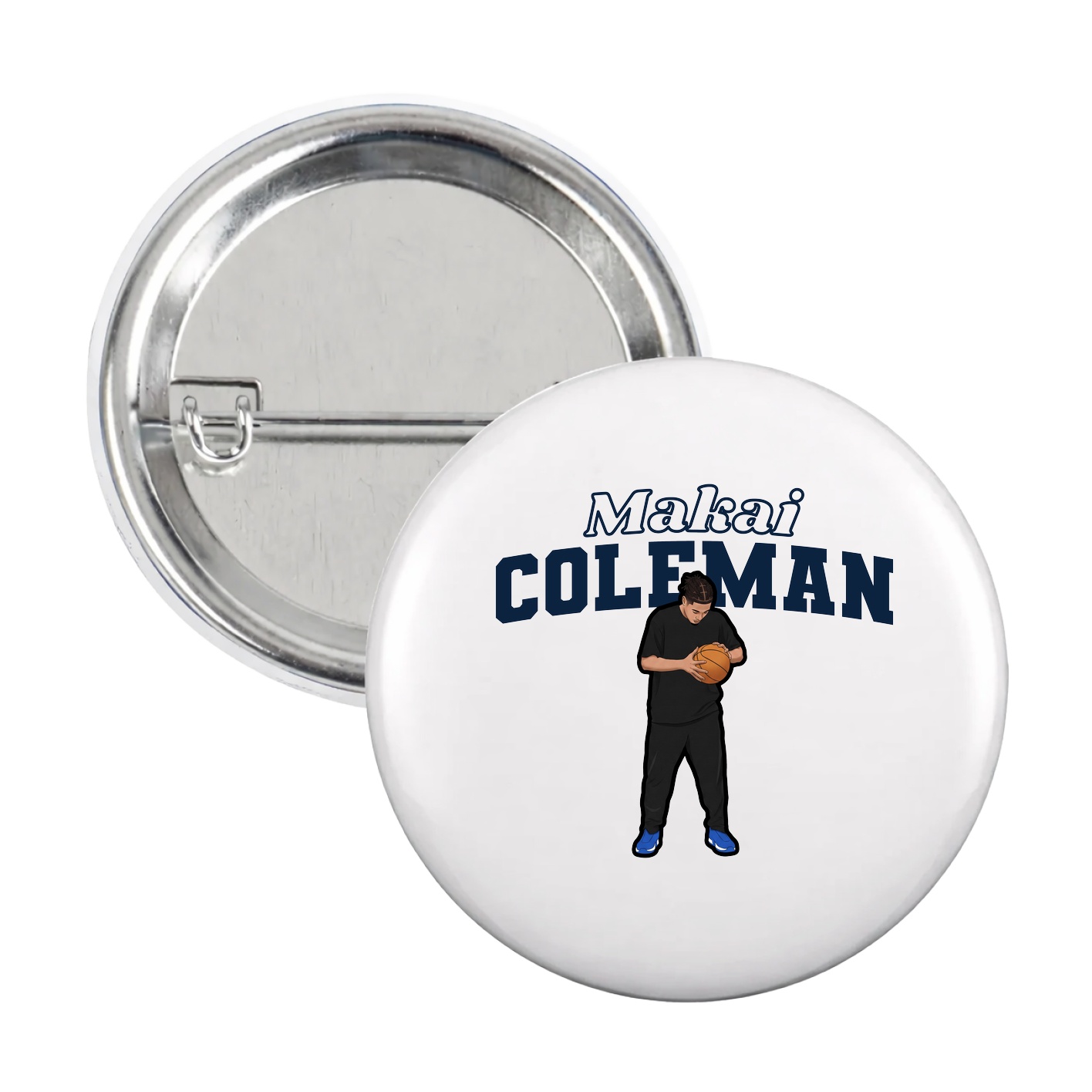 Game Day Button — Name Arch in White