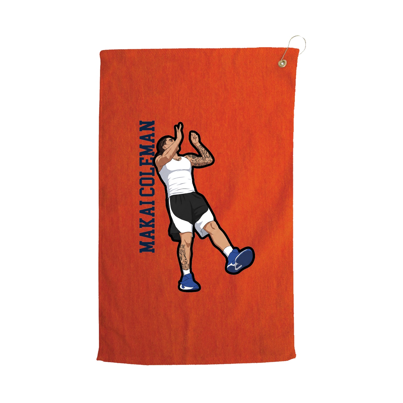 Golf Towel — Name Vertical in Orange