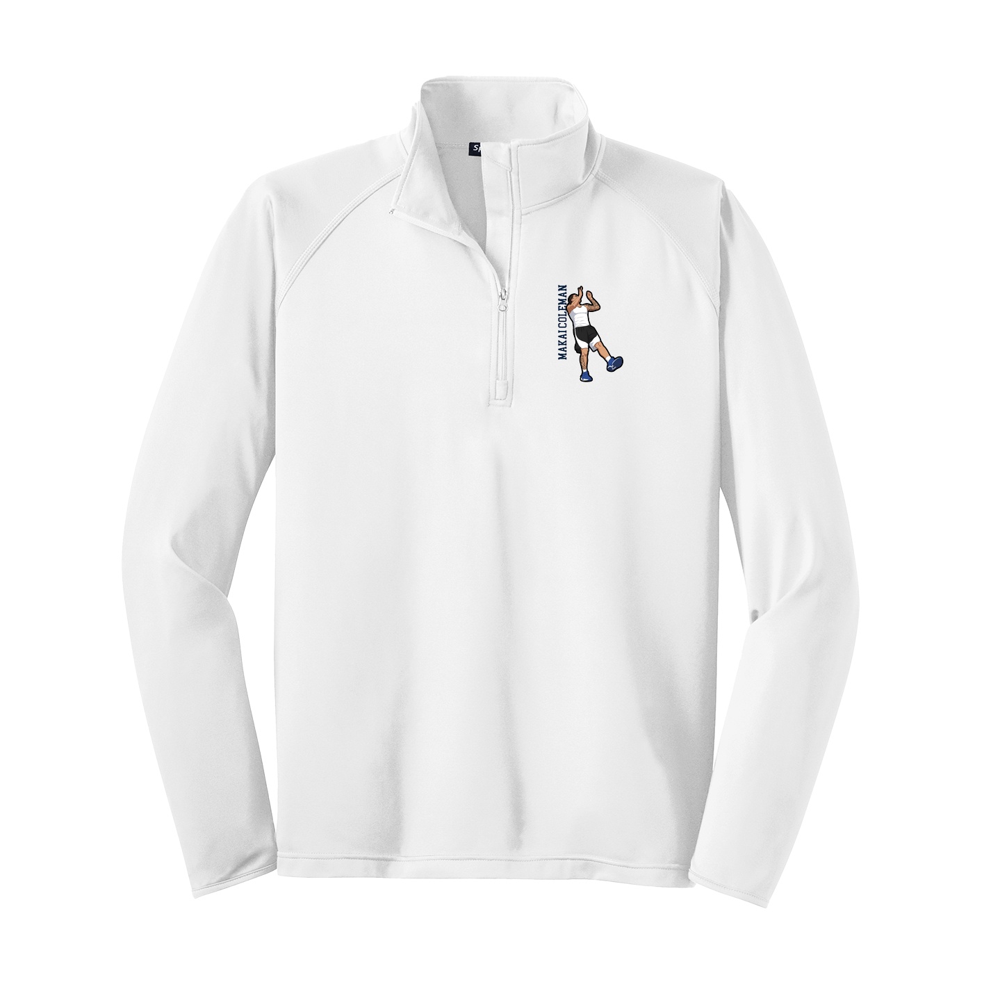 Q-Zip Pullover — Name Vertical in White