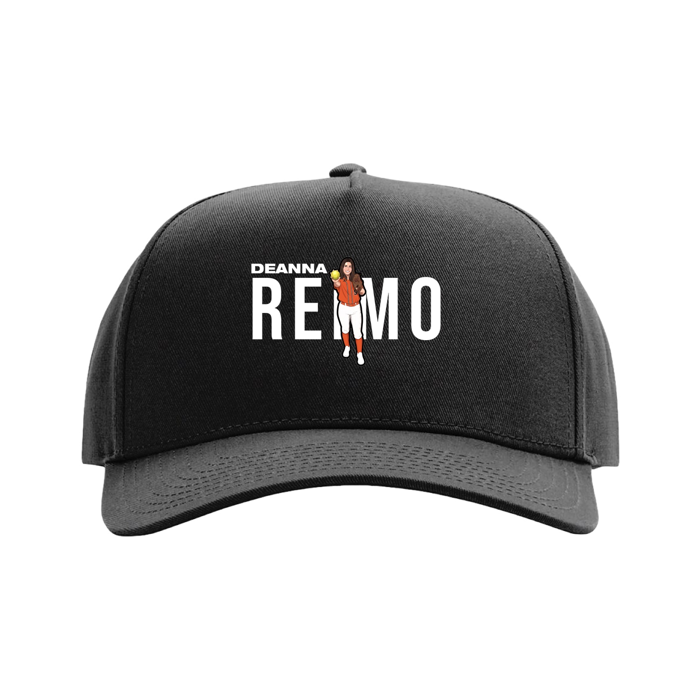 Full Fabric Five-Panel Champ Cap — Player Name in Black