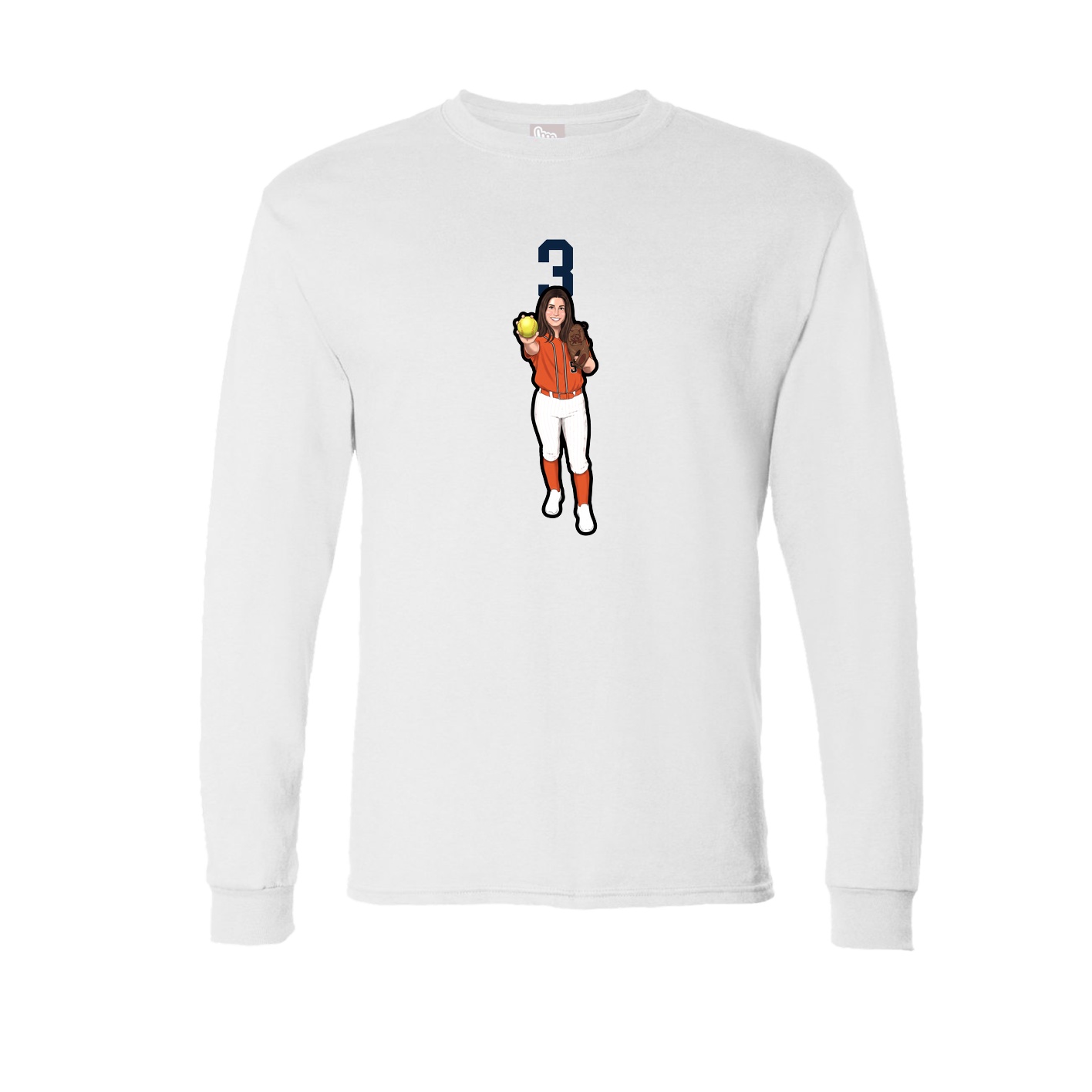 Long Sleeve Tee — Number Top in White