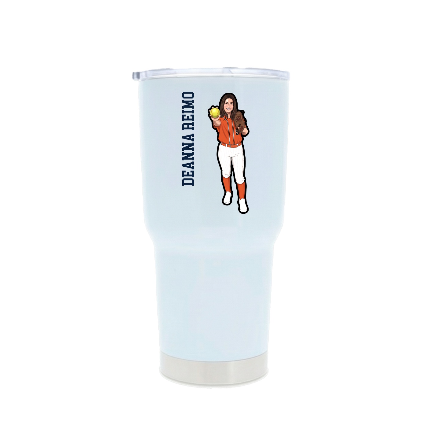 30oz Stainless Steel Tumbler — Name Vertical in White