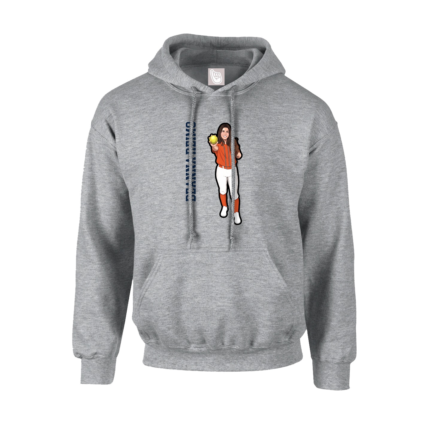 Hoodie — Name Vertical in Grey