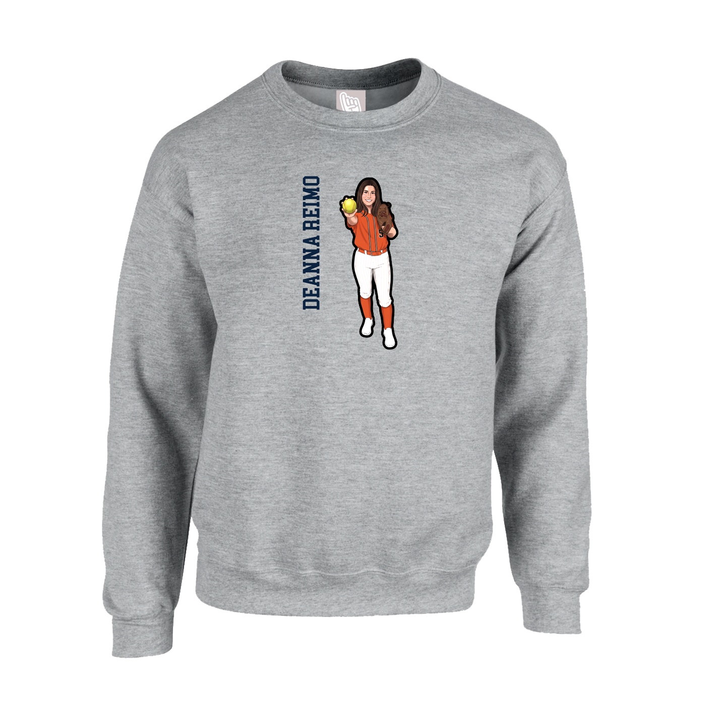 Fleece Crew — Name Vertical in Grey