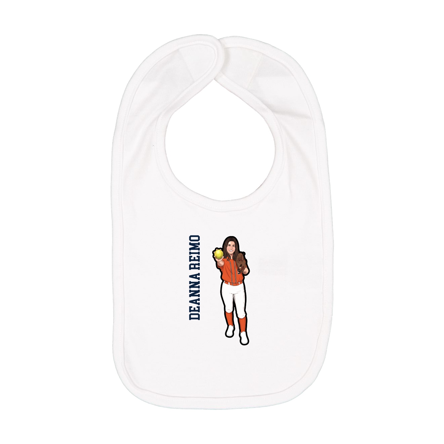 Infant Bib — Name Vertical in White