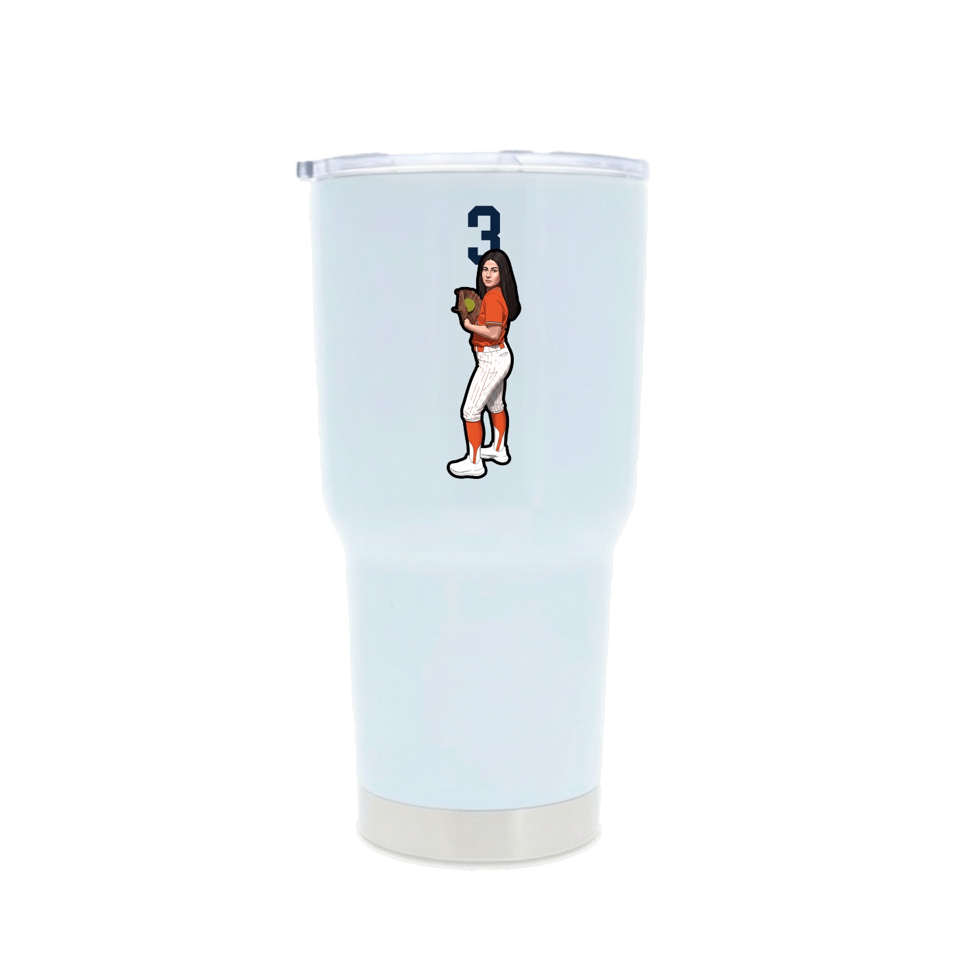 30oz Stainless Steel Tumbler — Number Top in White