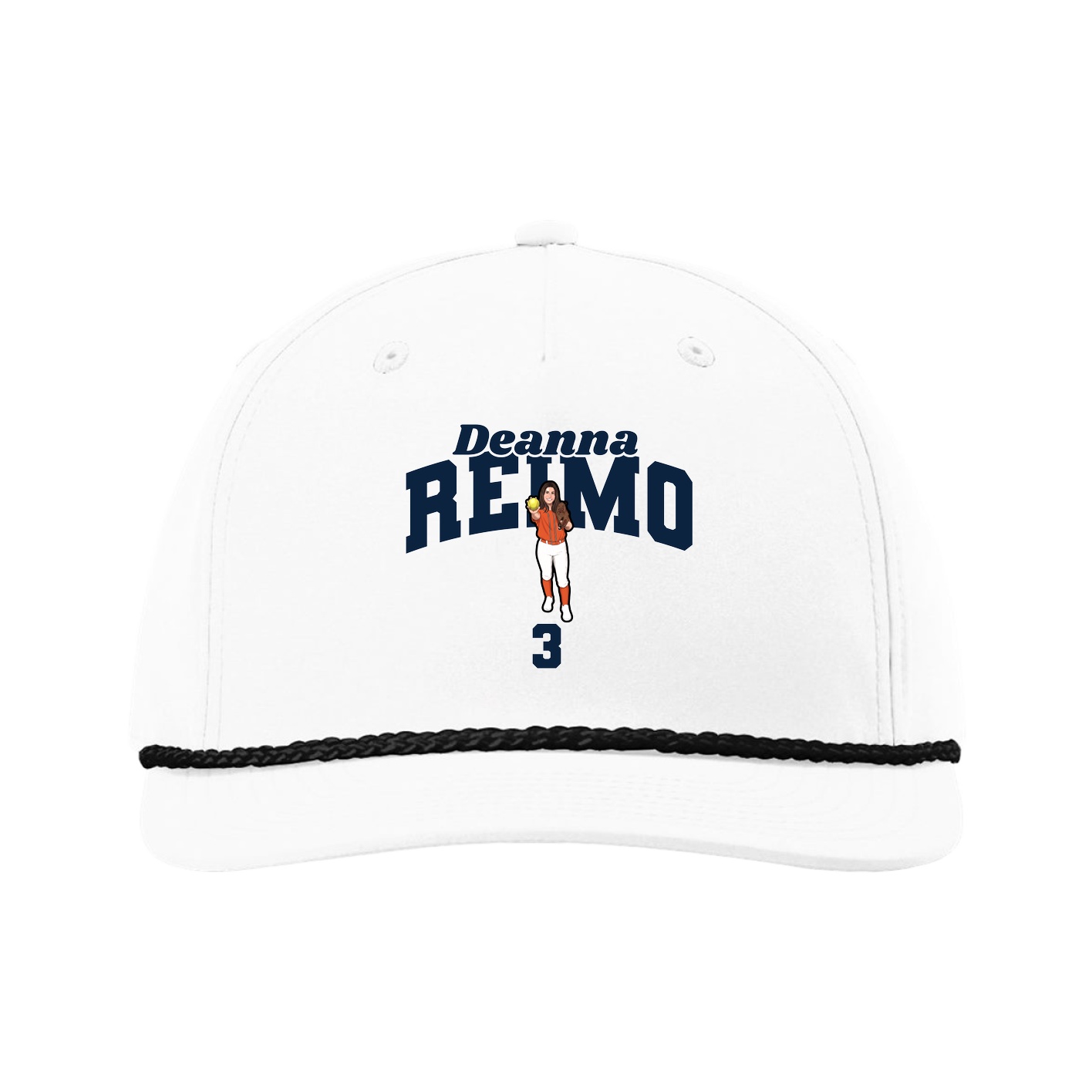 Five-Panel Classic Rope Cap — Signature Arch in White
