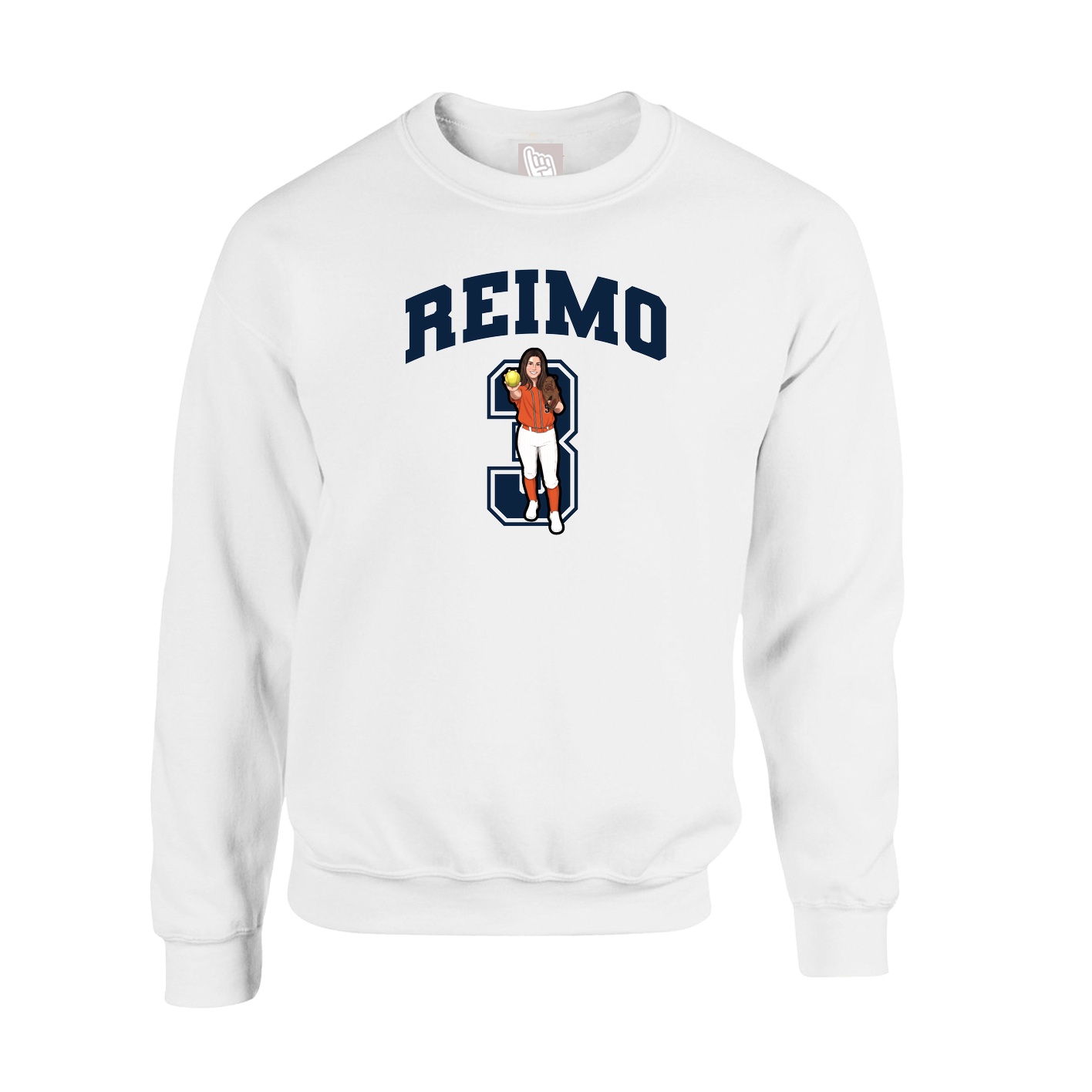 Fleece Crew — Number in White