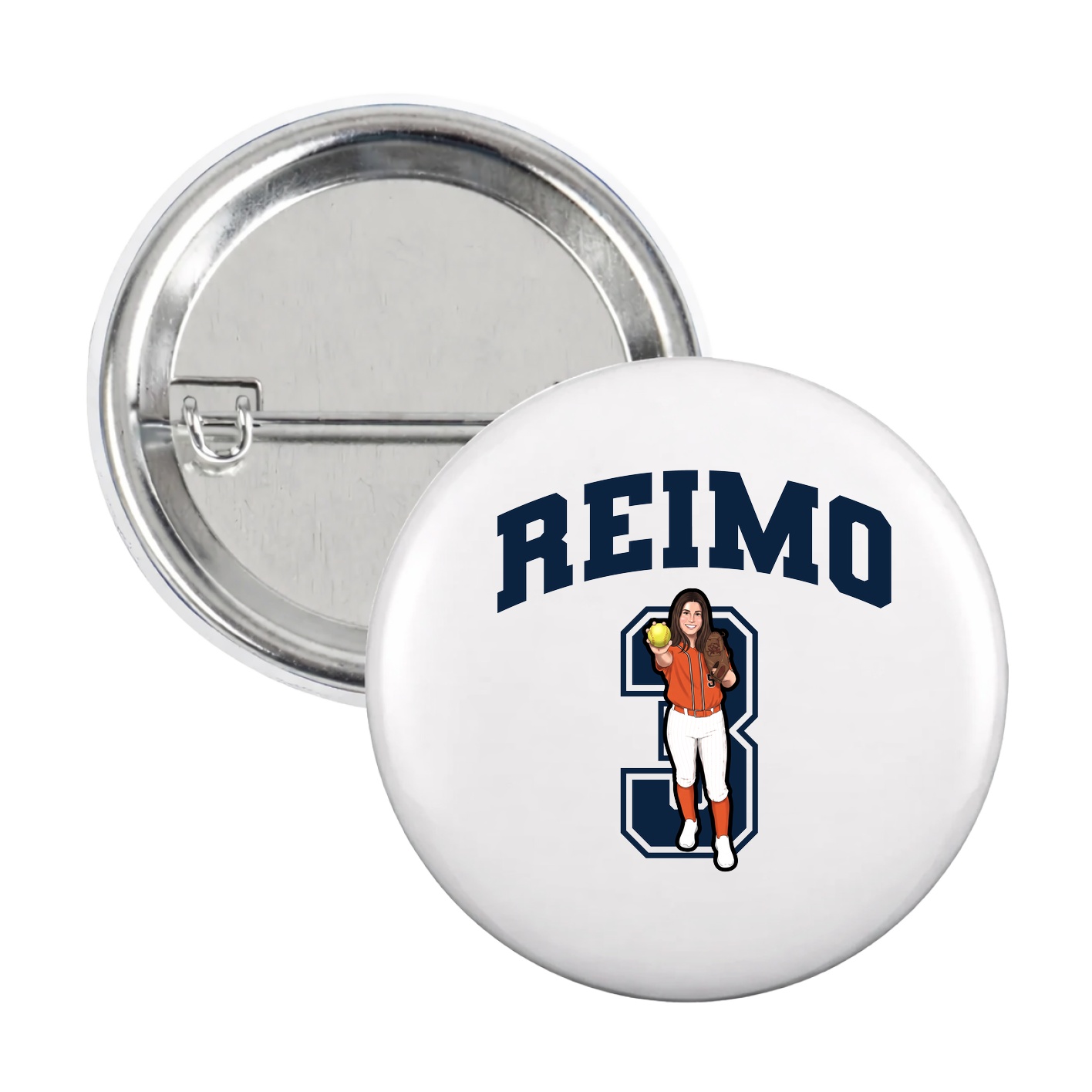 Game Day Button — Number in White