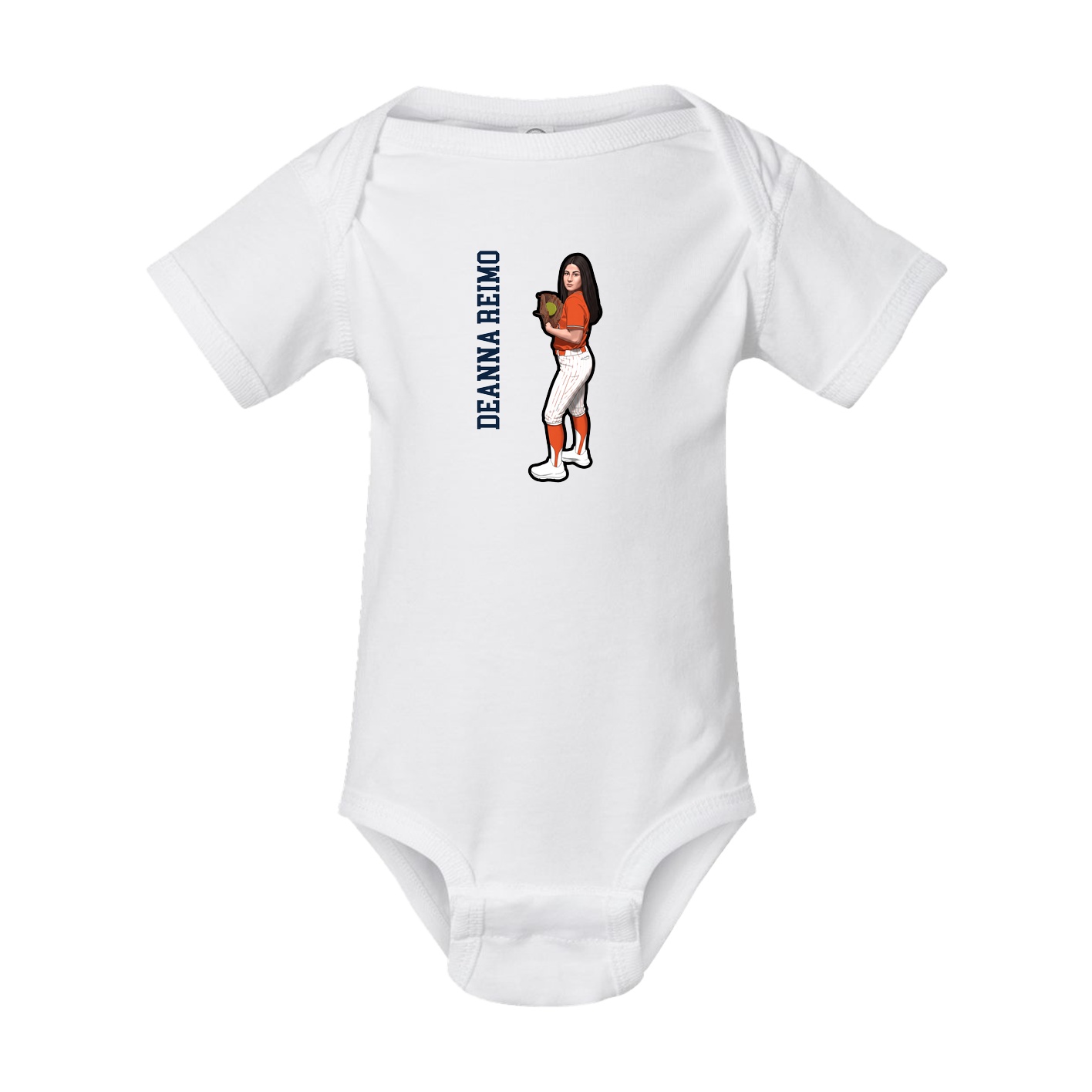 Baby Onesie — Name Vertical in White