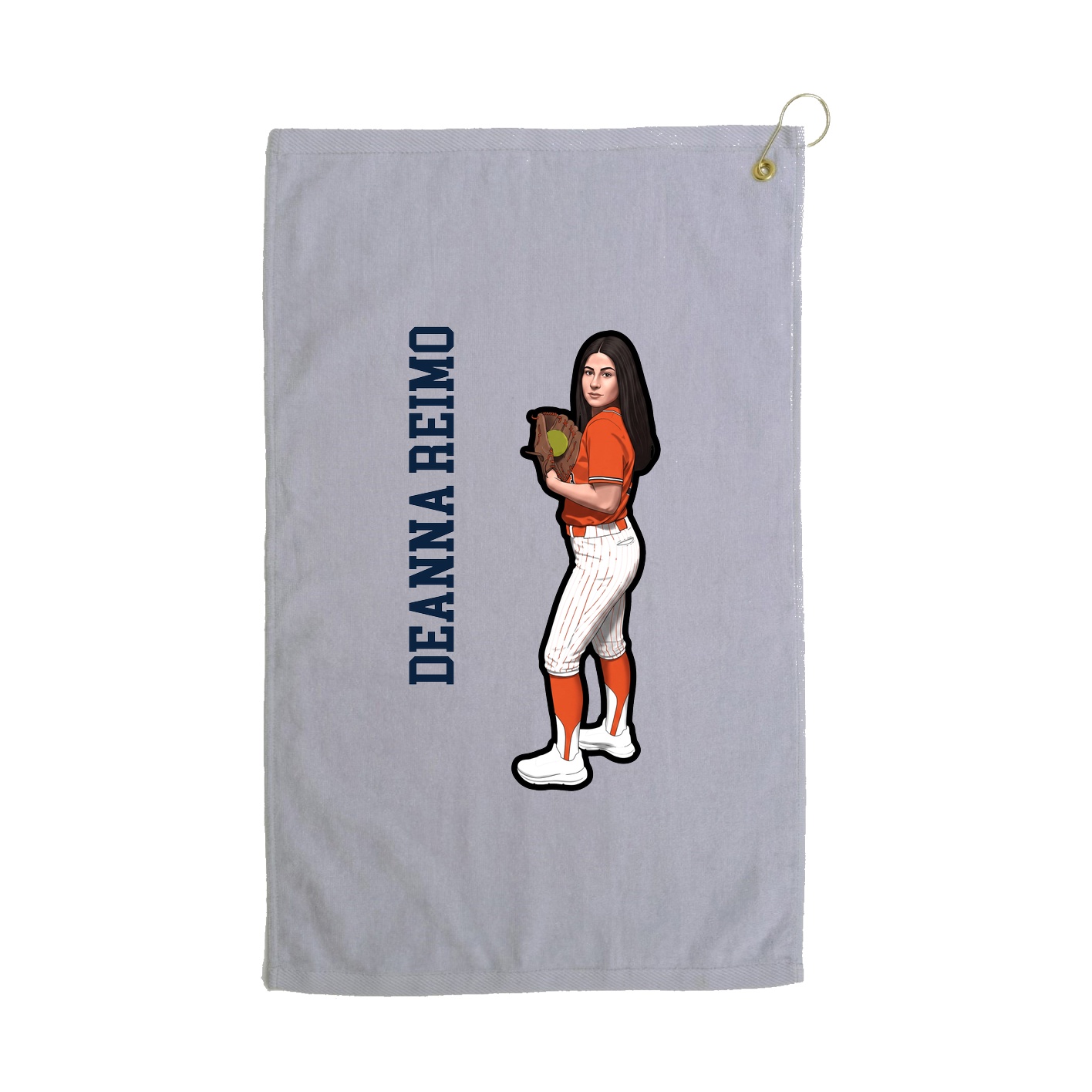 Golf Towel — Name Vertical in Grey
