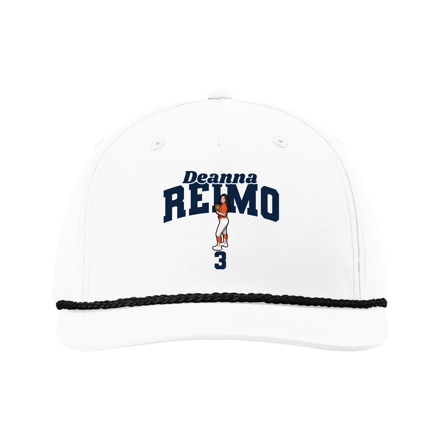 Five-Panel Classic Rope Cap — Signature Arch in White