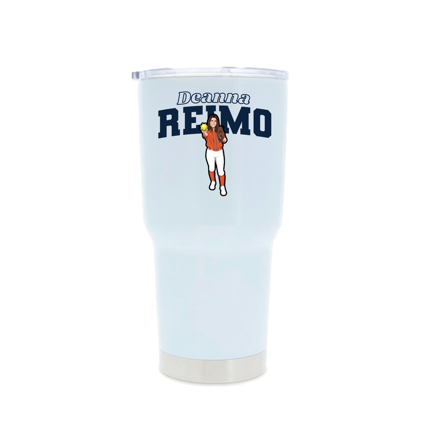 30oz Stainless Steel Tumbler — Name Arch in White