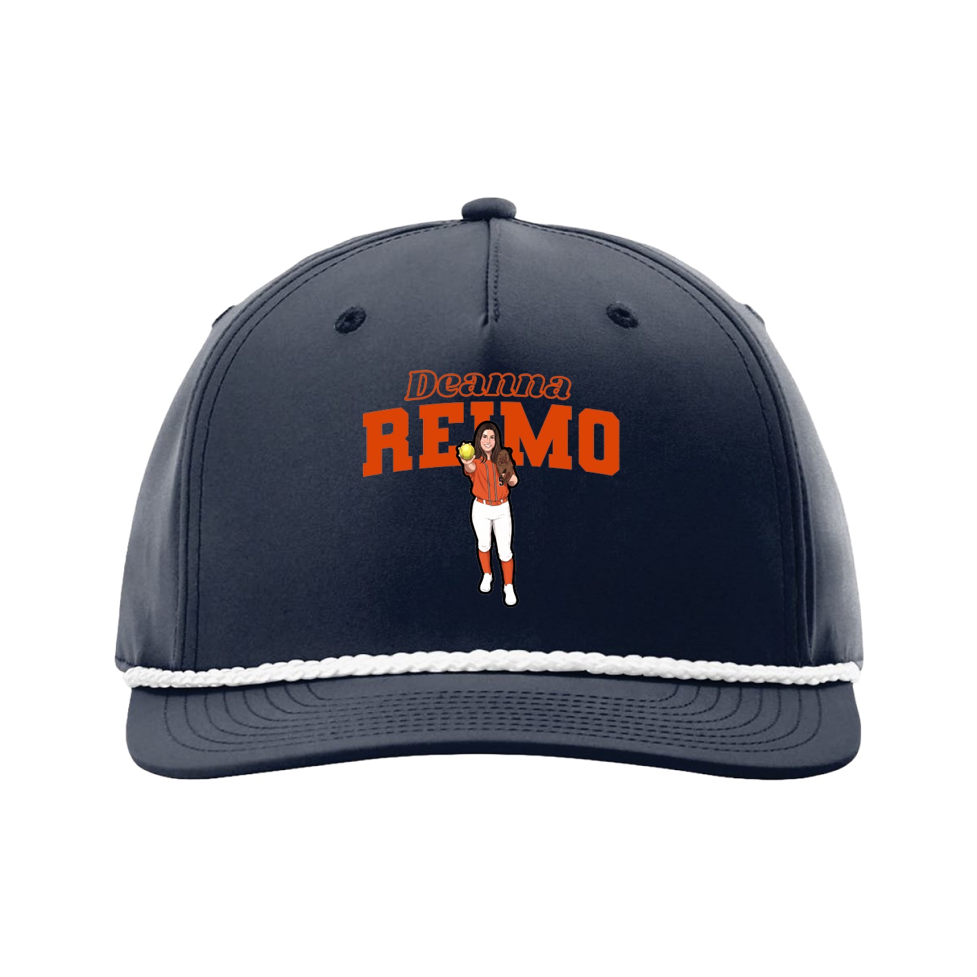 Five-Panel Classic Rope Cap — Name Arch in Navy