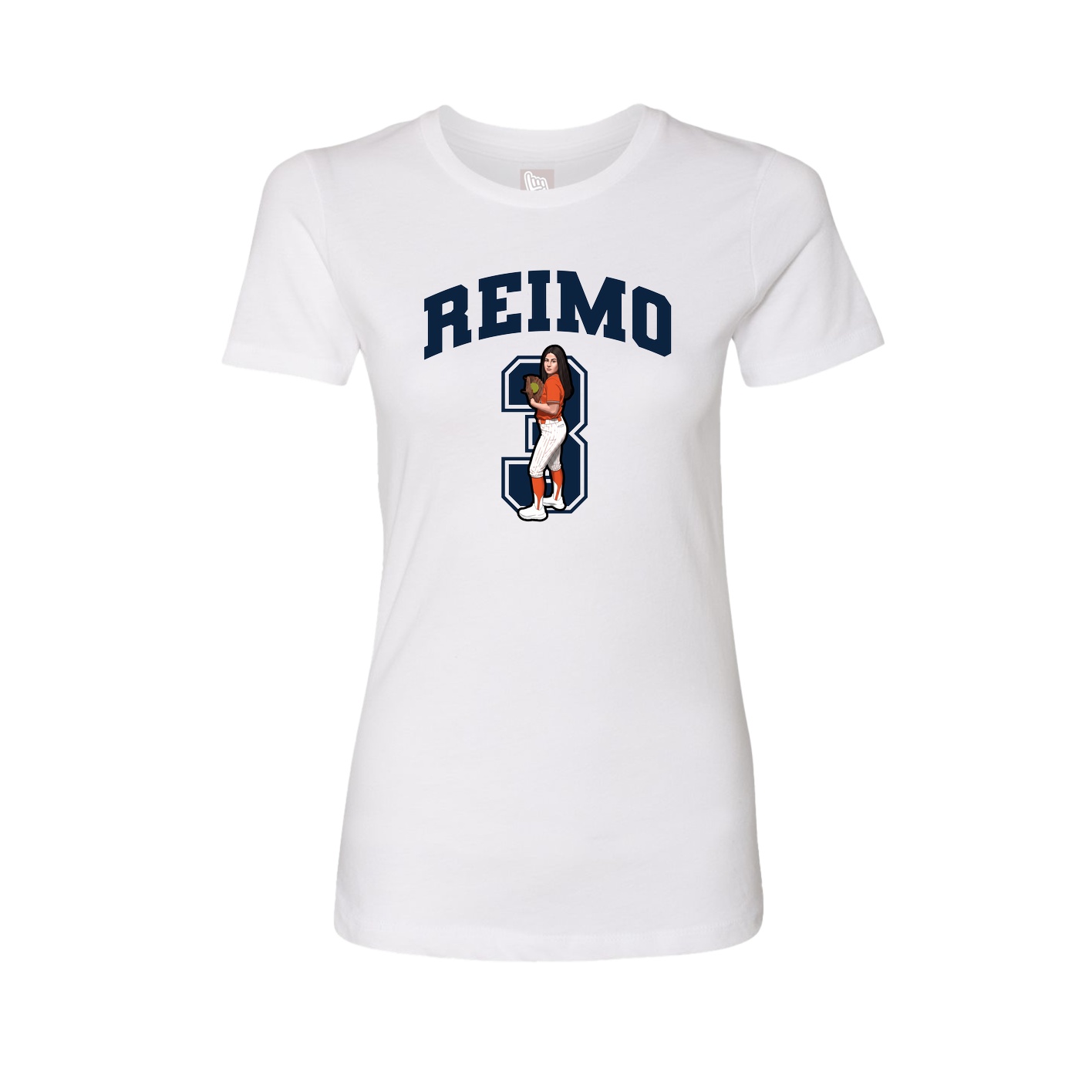 Fitted Women's Tee — Number in White