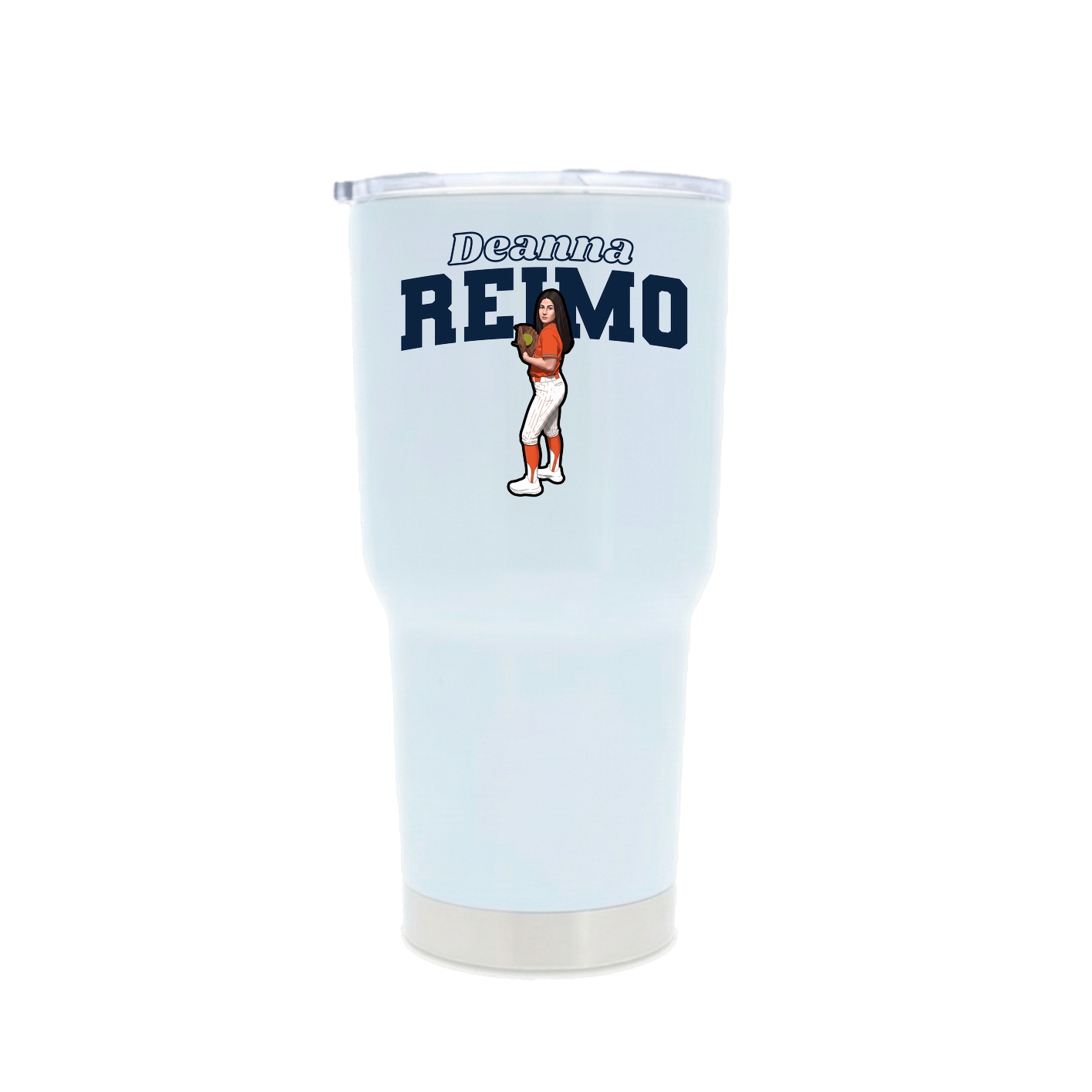 30oz Stainless Steel Tumbler — Name Arch in White