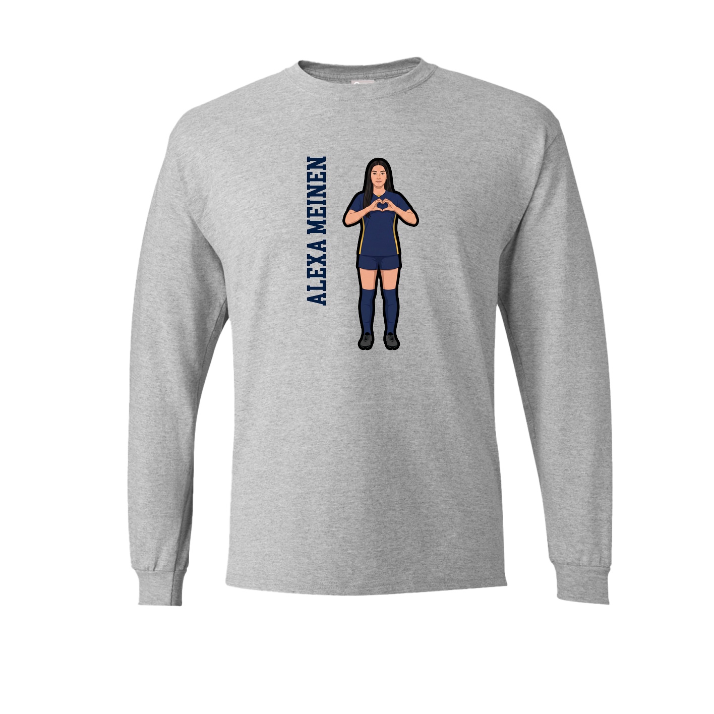 Long Sleeve Tee — Name Vertical in Grey