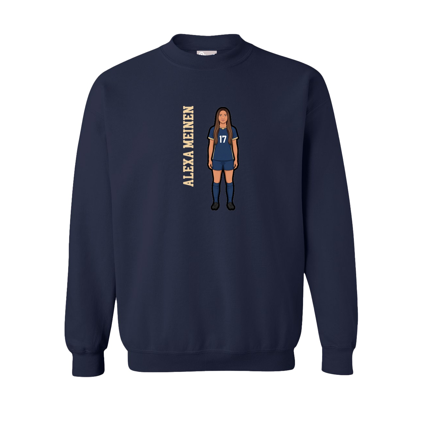 Fleece Crew — Name Vertical in Navy