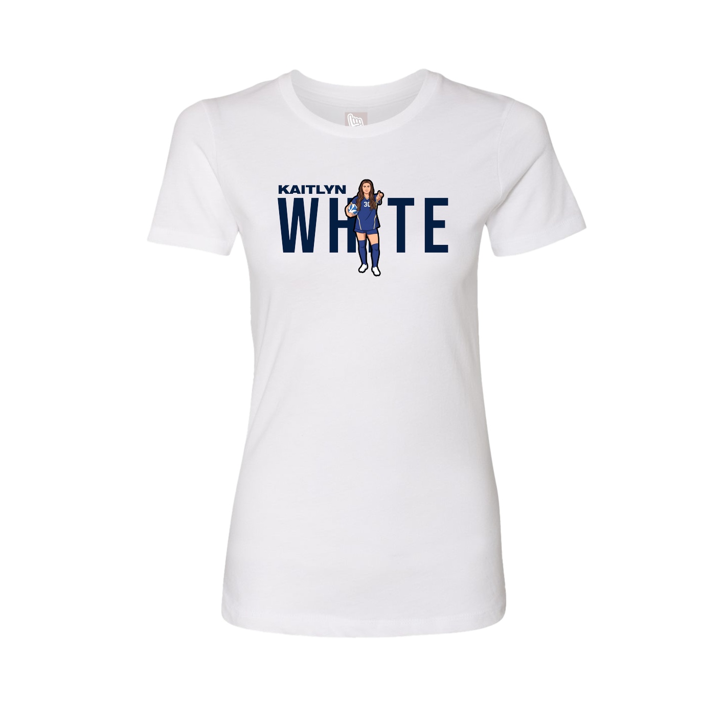 Fitted Women's Tee — Player Name in White