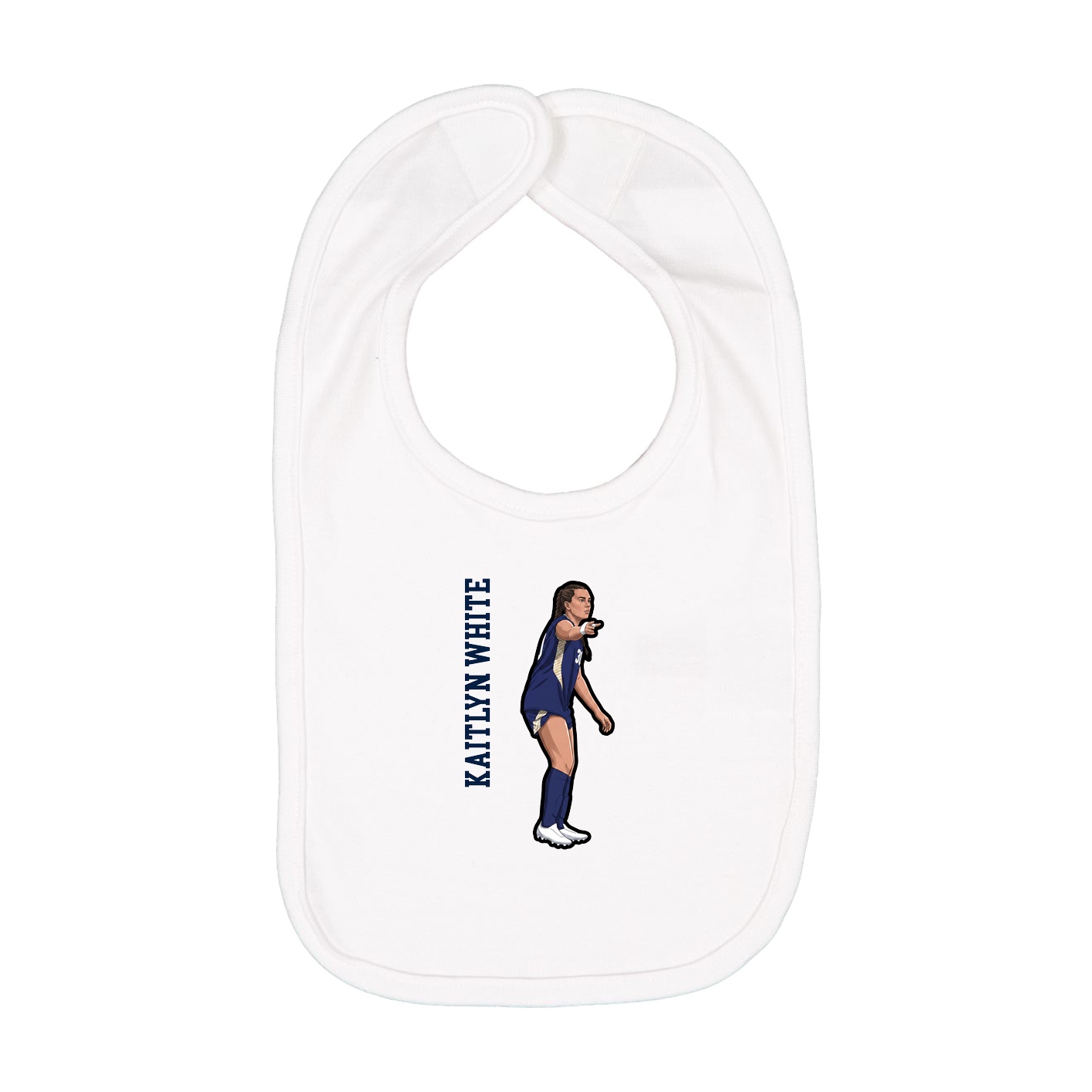 Infant Bib — Name Vertical in White
