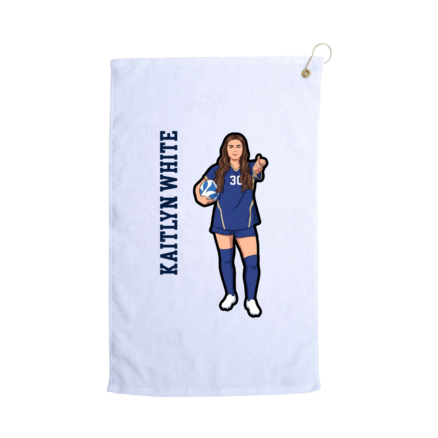 Golf Towel — Name Vertical in White