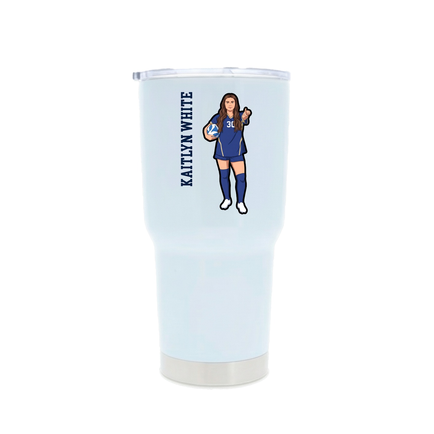 30oz Stainless Steel Tumbler — Name Vertical in White