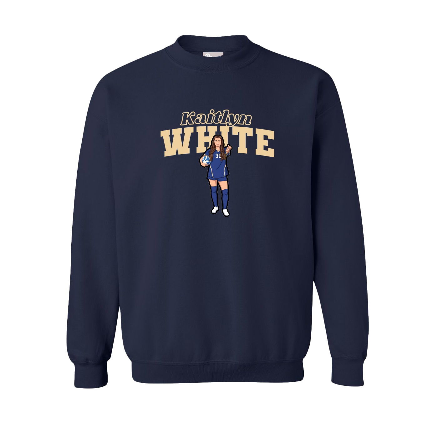 Fleece Crew — Name Arch in Navy