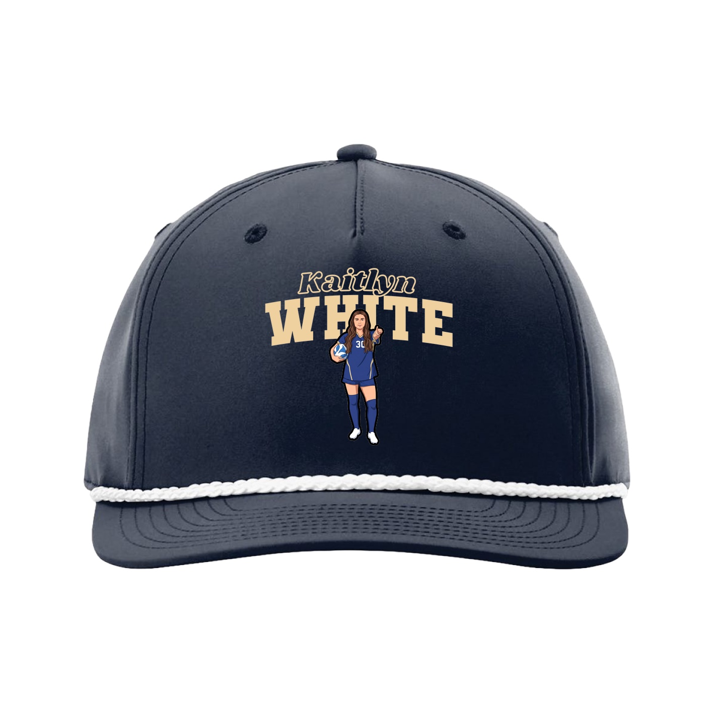 Five-Panel Classic Rope Cap — Name Arch in Navy