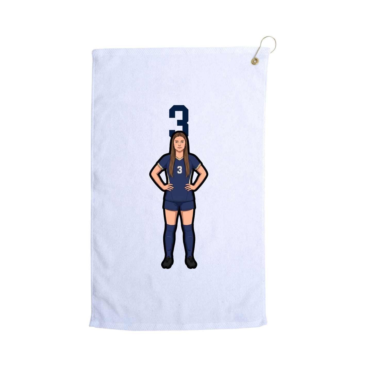 Golf Towel — Number Top in White