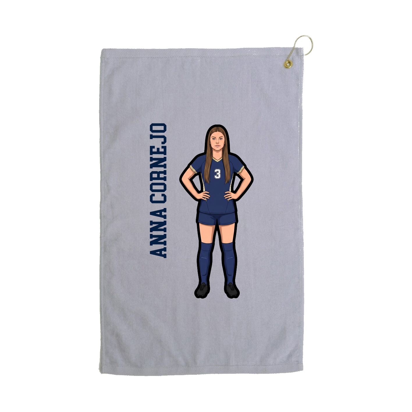 Golf Towel — Name Vertical in Grey