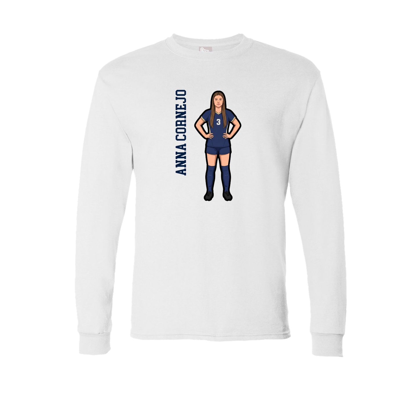 Long Sleeve Tee — Name Vertical in White