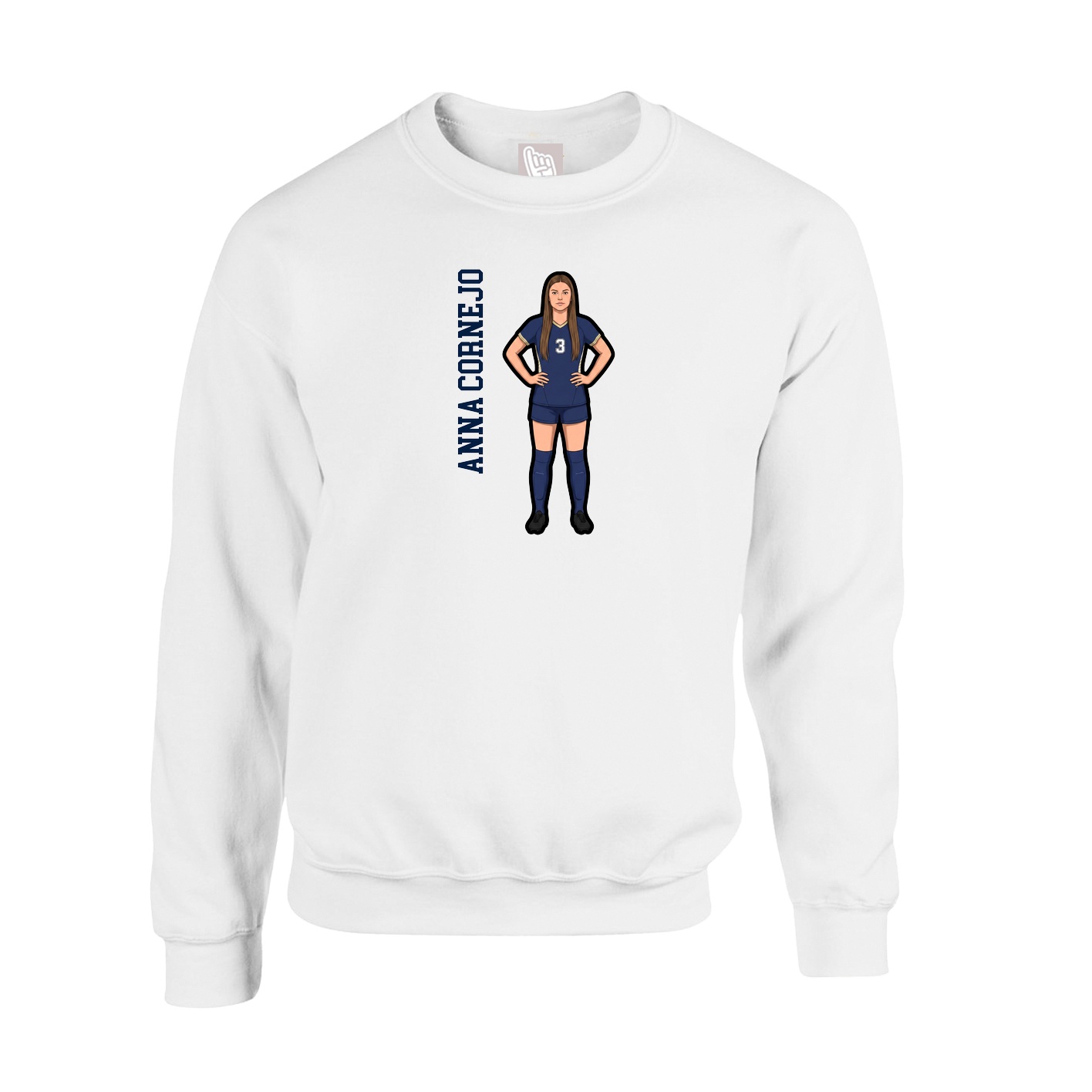 Fleece Crew — Name Vertical in White