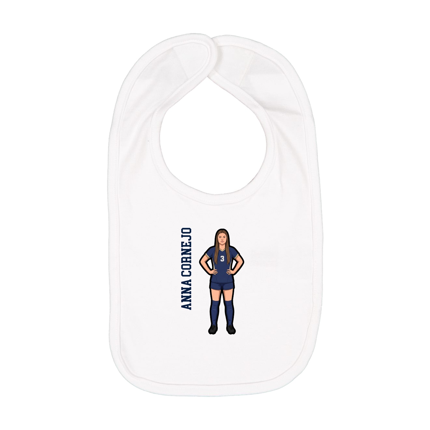 Infant Bib — Name Vertical in White