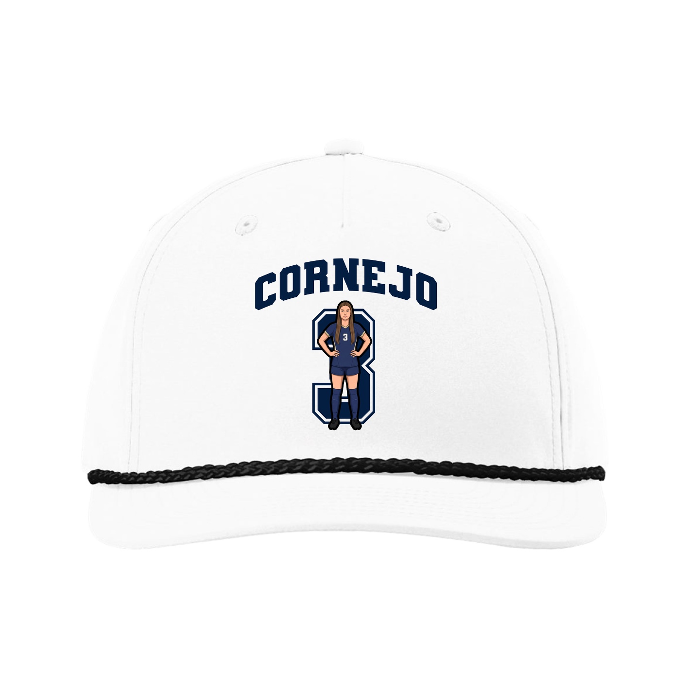 Five-Panel Classic Rope Cap — Number in White