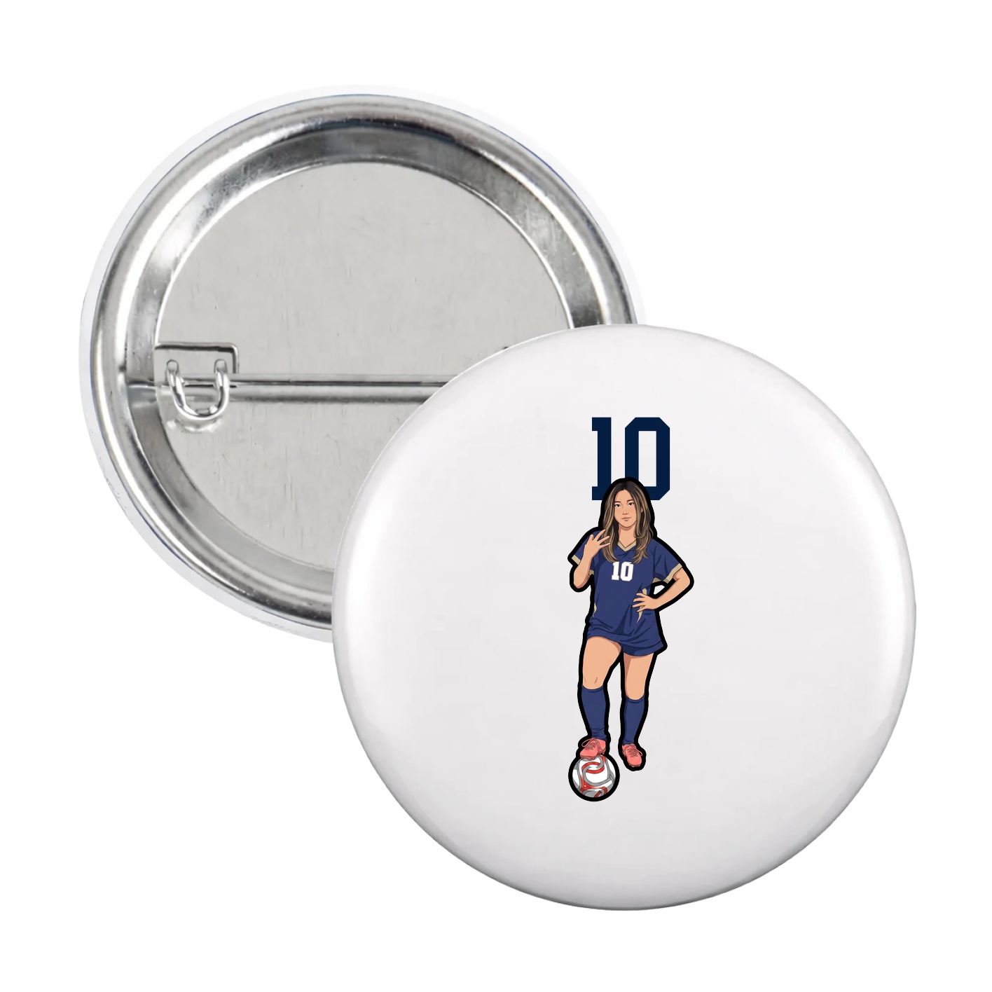 Game Day Button — Number Top in White