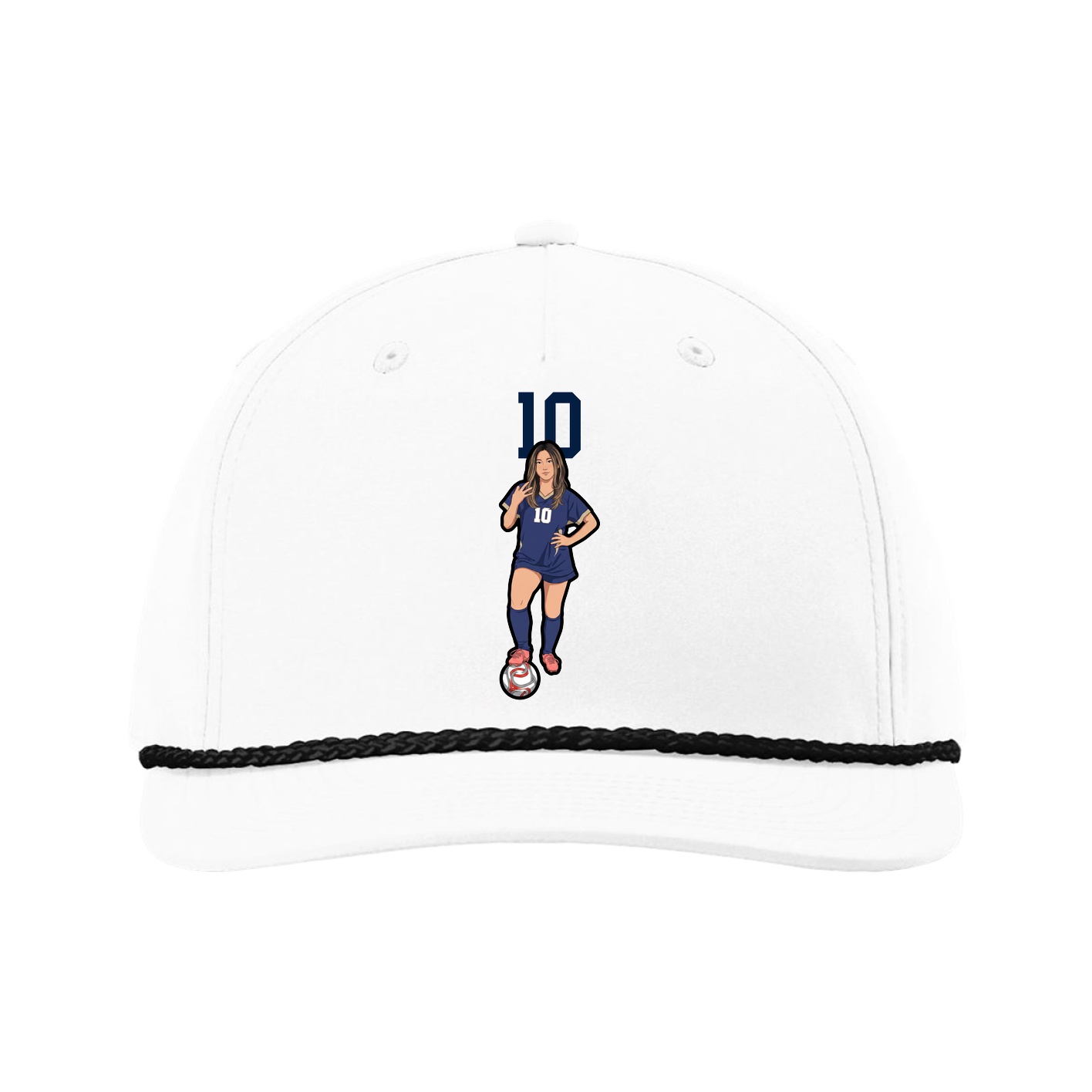 Five-Panel Classic Rope Cap — Number Top in White