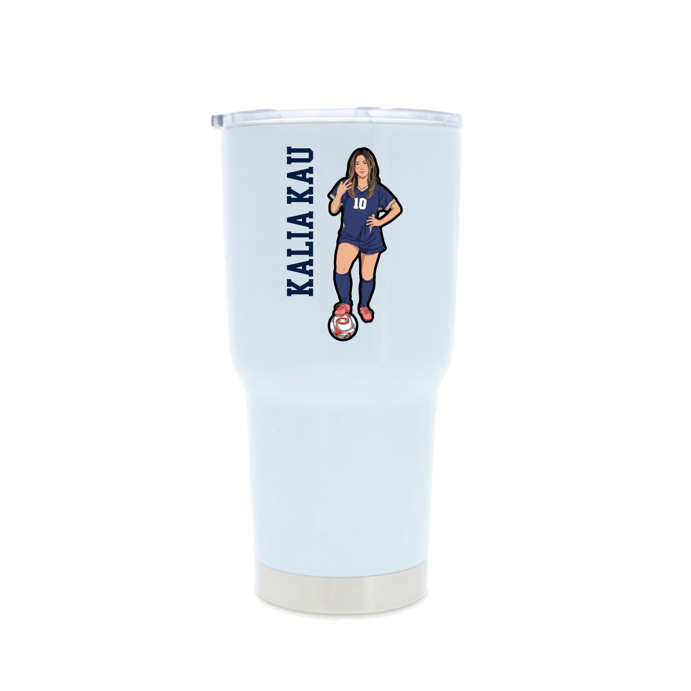 30oz Stainless Steel Tumbler — Name Vertical in White