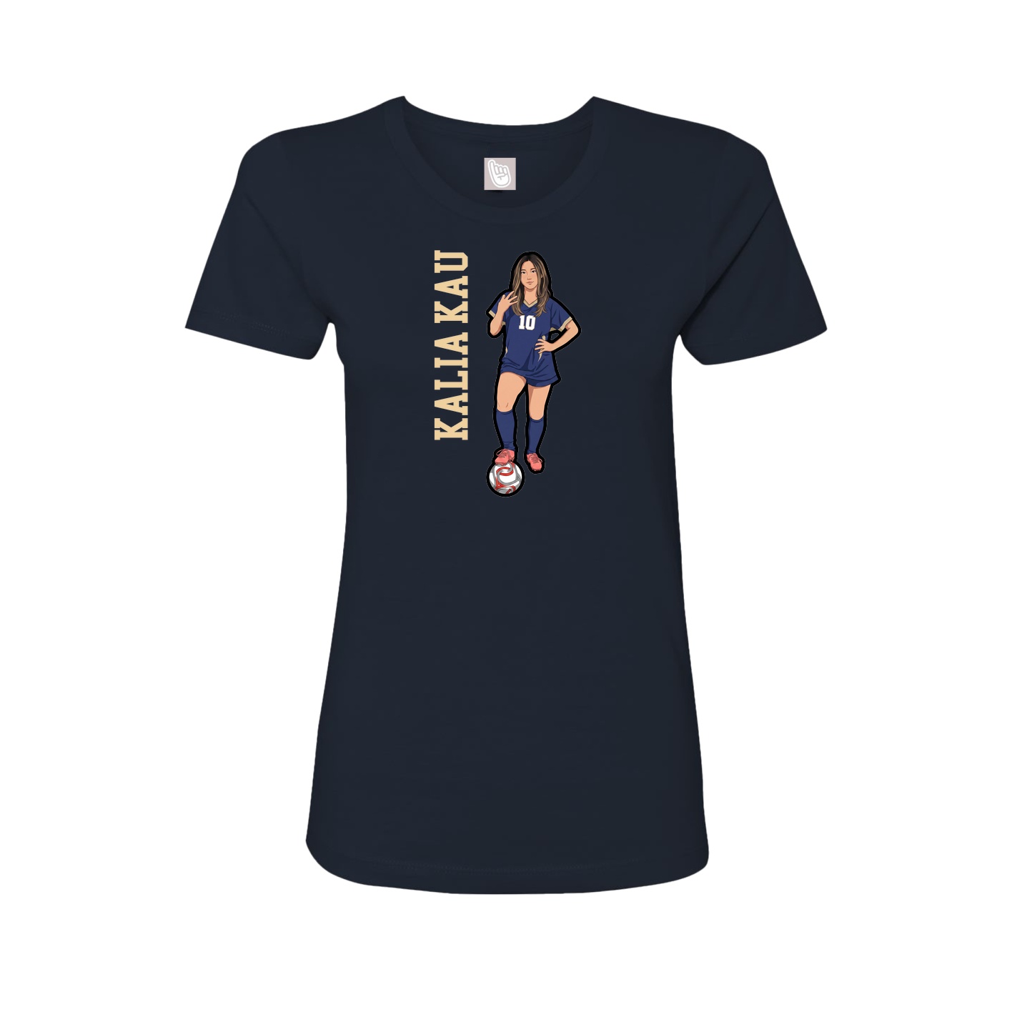 Fitted Women's Tee — Name Vertical in Navy