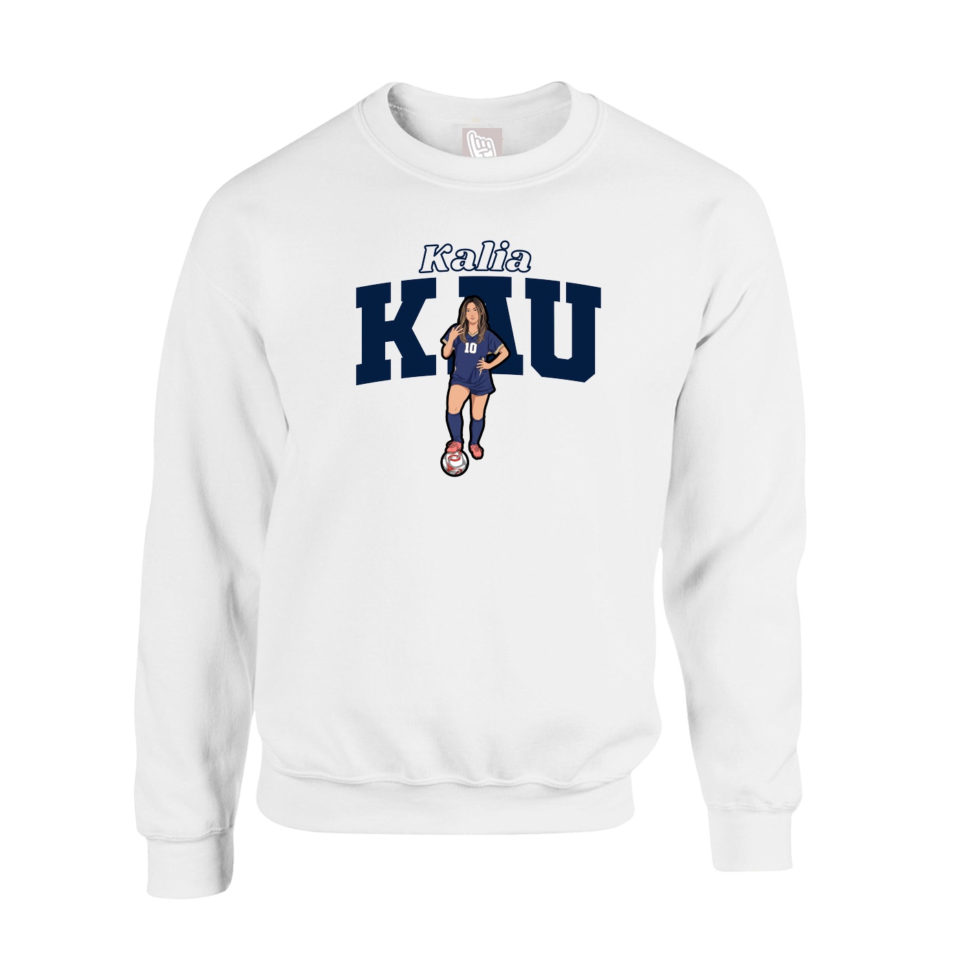 Fleece Crew — Name Arch in White