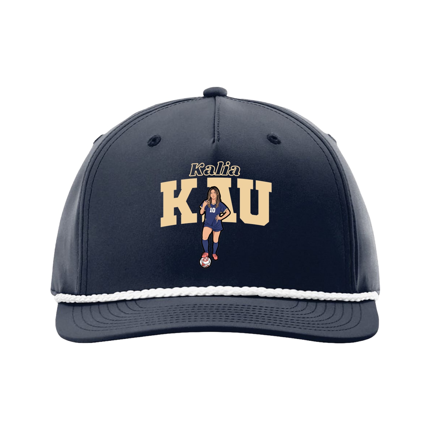 Five-Panel Classic Rope Cap — Name Arch in Navy