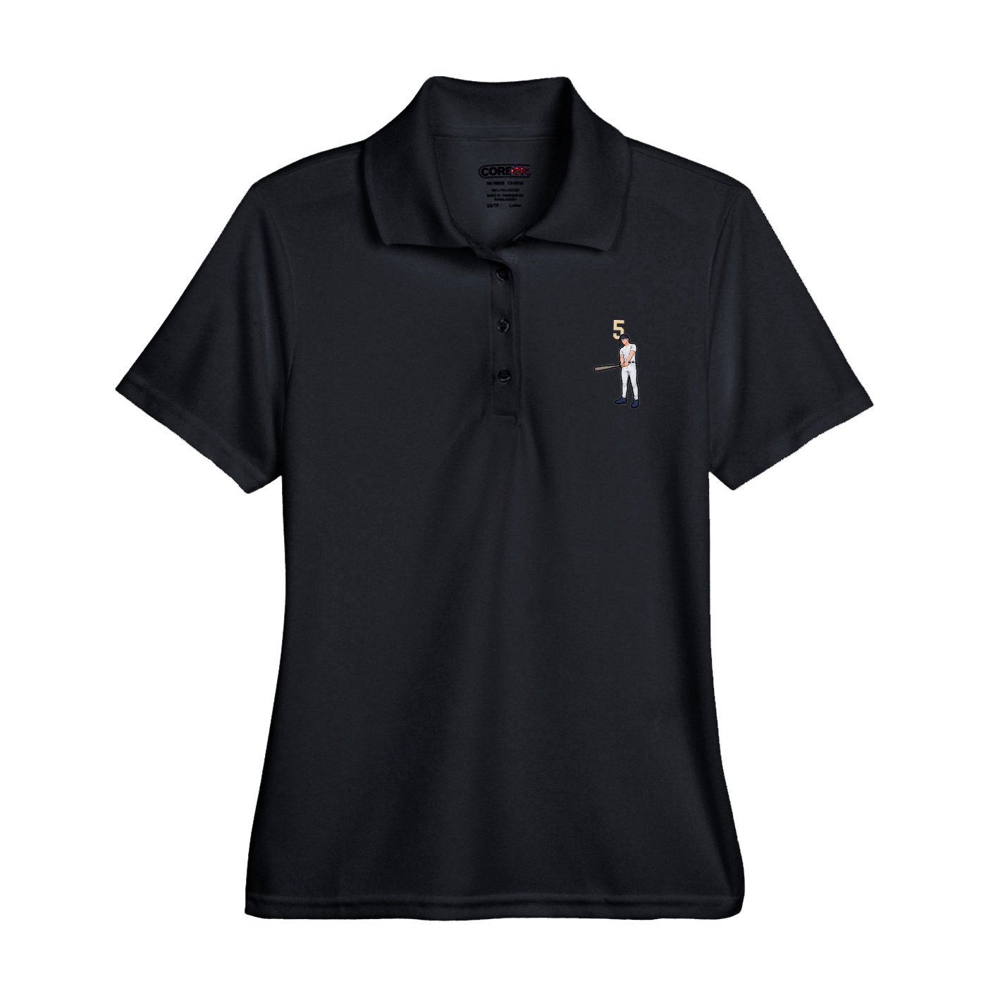 Womens Performance Polo — Number Top in Black